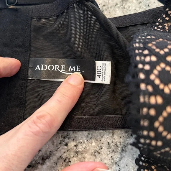Adore Me Black and tan Lace Bra Set 40C an 1xl bottoms. - Picture 4 of 4